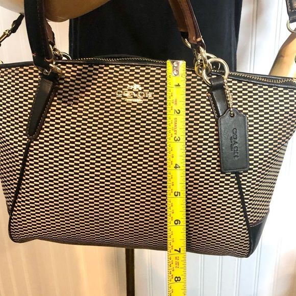 COACH Legacy Black White Jacquard and Leather Color Block Shoulder Bag - Picture 10 of 17